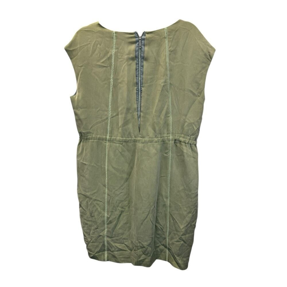 Lafayette 148 Silk Drawstring Waist Dress Petite XL Green Shift Minimalist - Picture 3 of 15